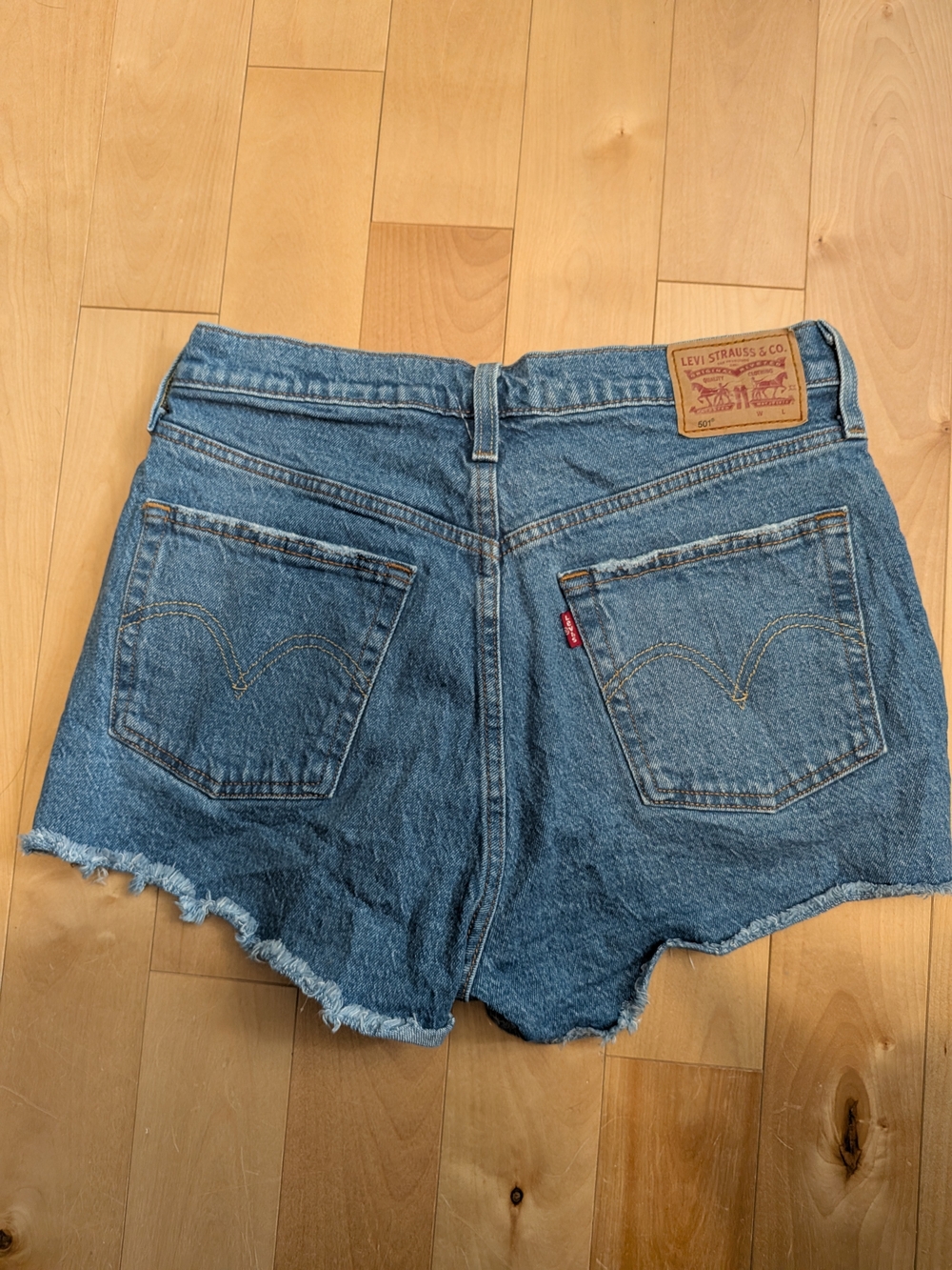 Levi's Distressed Blue Denim 501 Cutoff Shorts - Picture 3 of 8